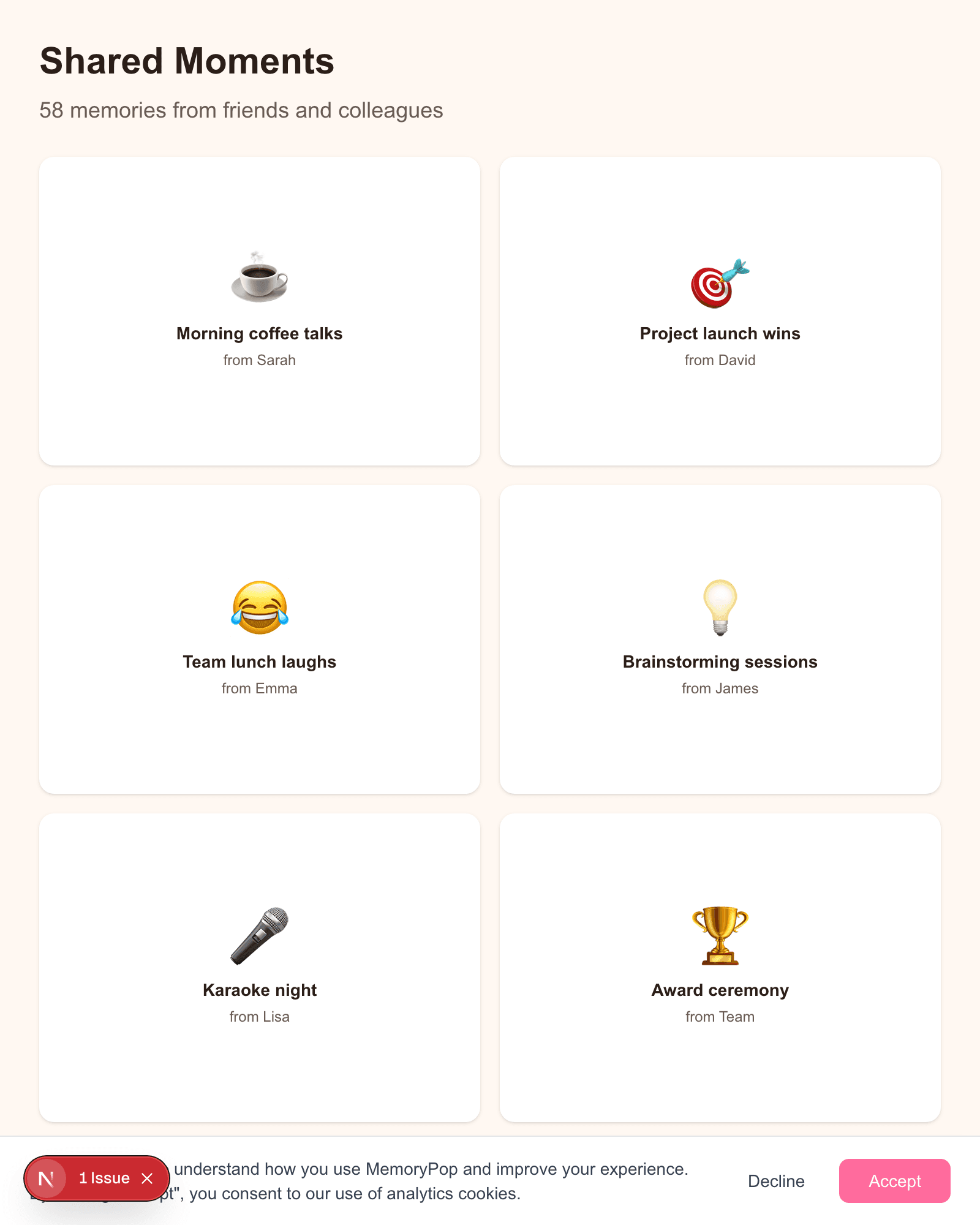 Collection of shared moments and memories from friends and colleagues